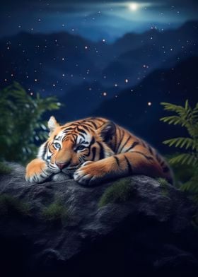 lazy tiger in the night