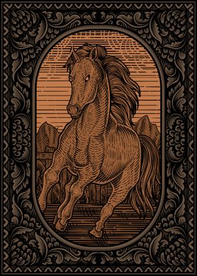 vintage horse engraving