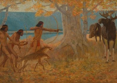 Indians Hunting Moose