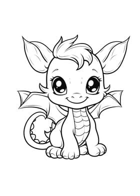 cute dragon black white 