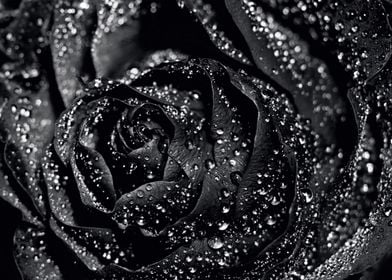 Wet black rose macro