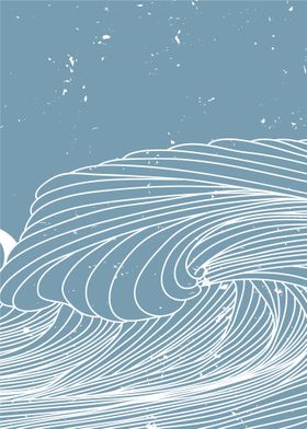 ocean wave with line art