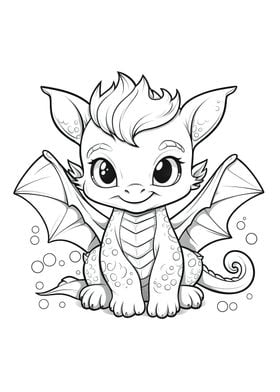 cute dragon black white 