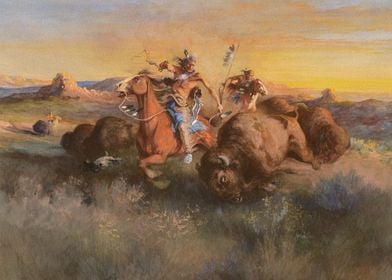 Indians Hunting Bison