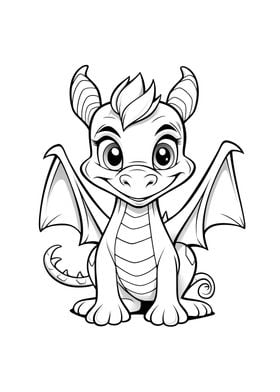 cute dragon black white 