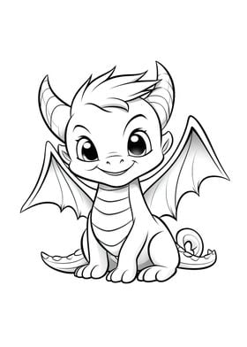 cute dragon black white 