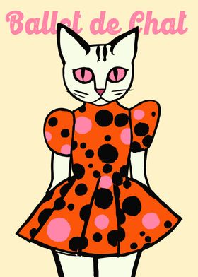 French Cat Ballerina Print