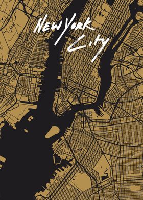 New York City Golden Map 