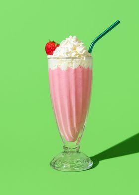 Strawberry milkshake glass