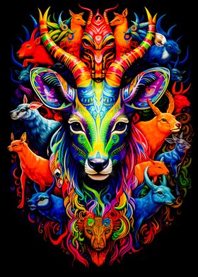 Psychedelic Forest Animals