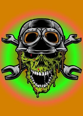 Zombie Biker Head