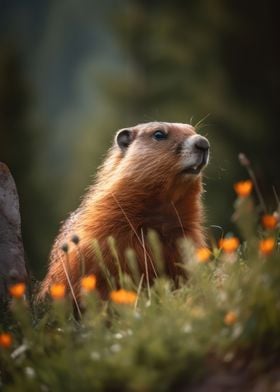 Curious marmot