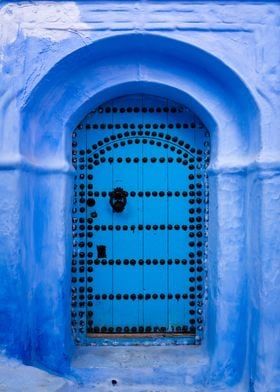 Door at blue city Morocco