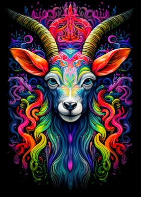 Psychedelic Goat Neon
