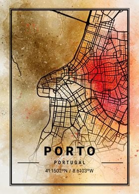 Porto Ara Watercolor Map