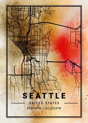 Seattle Ara Watercolor Map