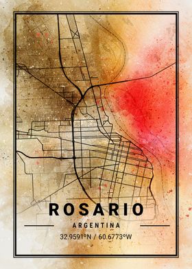 Rosario Ara Watercolor Map