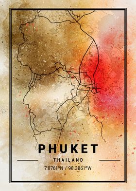 Phuket Ara Watercolor Map