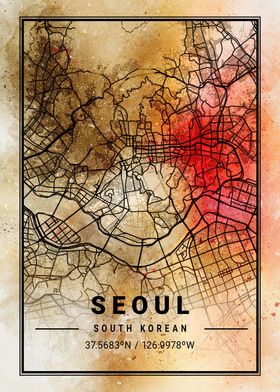 Seoul Ara Watercolor Map