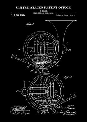 Antique French Horn Patent