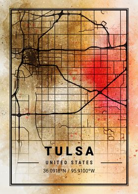 Tulsa Ara Watercolor Map