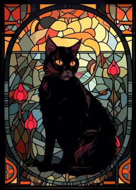 Cat Stained Glass Style