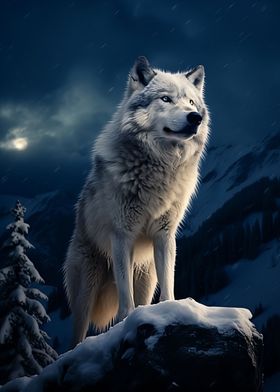 Wolf in Arctic Landscape