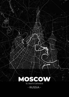 Moscow City Map Black
