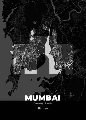 Mumbai City Map Black