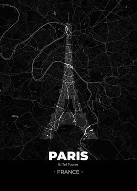 Paris City Map Black