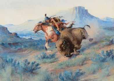 Indian Hunting Bison