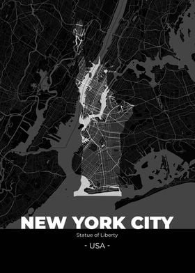 New York City Map Black