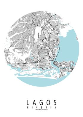 Lagos City Map Circle