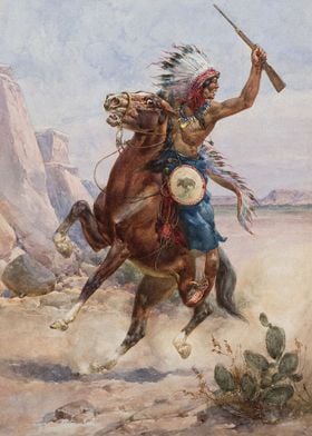 Indian Warrior With Gun