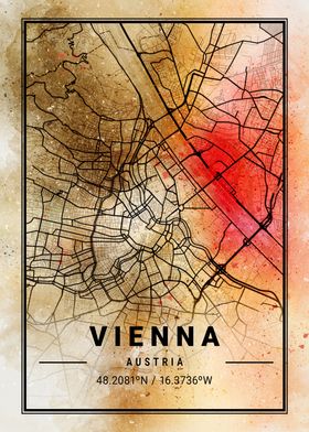 Vienna Ara Watercolor Map