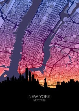 New York Skyline Map