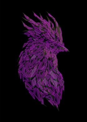 Rooster Low Poly Neon