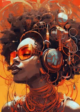 Afro futurism art woman