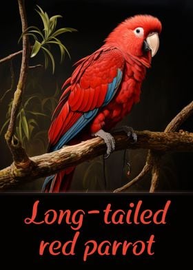 Long tailed red parrot