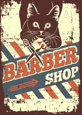 Vintage Cat Barber Shop