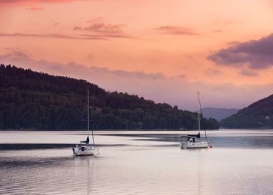 Summer sunrise, lake, view