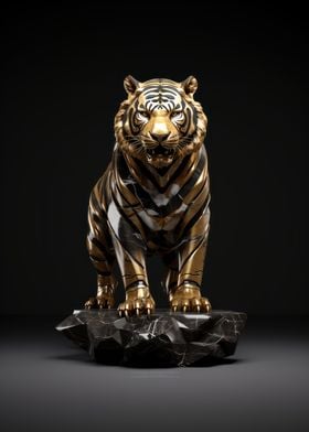 Marble tiger statue