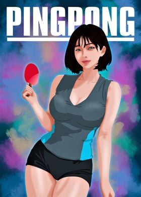 Ping Pong Girl Anime Girl Poster