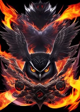 Ninja owl in flames