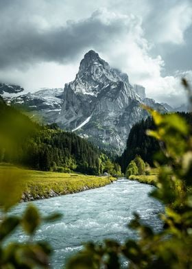 Mountain behind a river