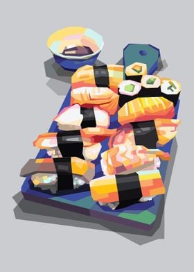 Sushi in colorful art