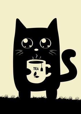Cat Drinking Tea