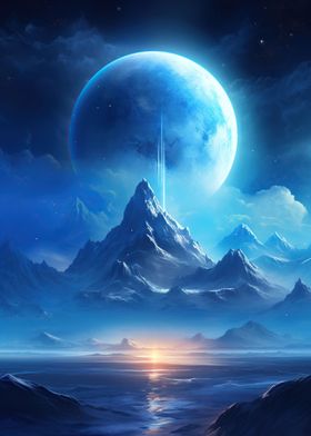 Mountains And Moon