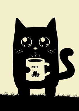 Cat Drinking Coffee