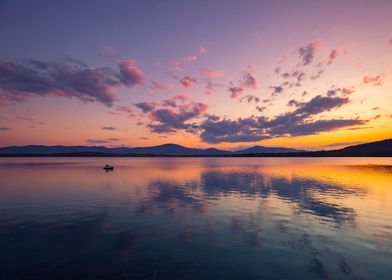 Autumn sunset, lake,Poland